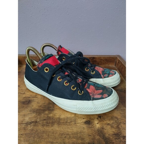 Converse 561663F Women's CTAS Ox Low Top Sneaker Size 7 Black/Cherry Red/Egret - Picture 1 of 7